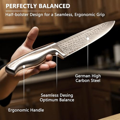 Knife Set, Astercook 21 Pieces Kitchen Knife Set with Built-in Sharpener, German Stainless Steel Knife Block Set, Razor-Sharp Knives with Full-tang Handle, Dishwasher Safe Kitchen Utensils Set - size: 21 Piece