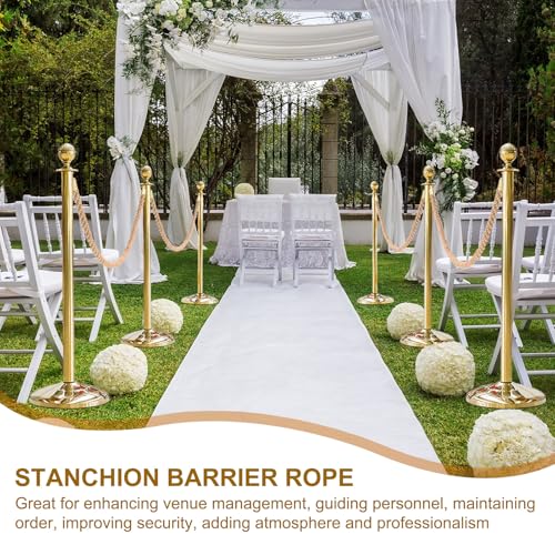 MECCANIXITY Twisted Stanchion Rope 5 Ft/1.5 M, Barrier Rope Twisted Post Ropes with Snap Hooks for Posts Stands Queue Divider Crowd Control, Champagne Golden - color: Champagne Golden, size: 5 Ft