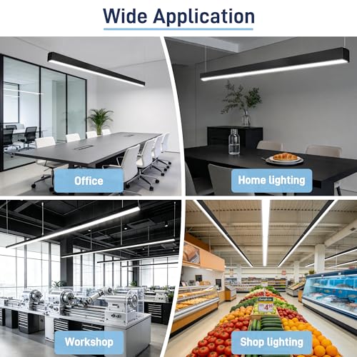 hykolity 8FT Linkable LED Linear Light, 80W 9600LM 3CCT 3000K/4000K/5000K - color: Black, size: 8FT-4Pack
