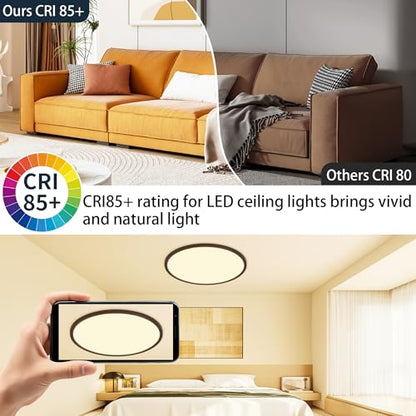 MOONSEA Dimmable Flush Mount Ceiling Light 16 Inch Kitchen Light Fixture - color: Black, size: 16 Inch