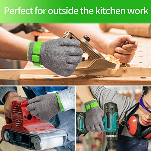 Aillary Level 9 Cut Resistant Kitchen Glove,Food Grade,Machine Washable,Stainless Steel Wire Metal Mesh Safety Work Glove for Mandolin,Meat Cutting,Oyster Shucking,and Wood Working (Large) - size: Large