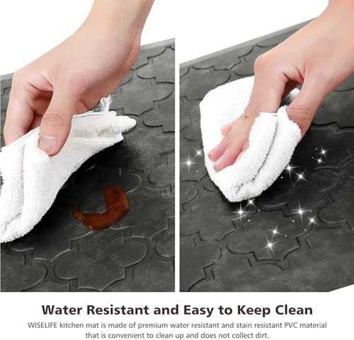 WISELIFE Kitchen Mat Cushioned Anti Fatigue Floor Mat, 17.3"x39", Grey - color: Grey, size: 1'5" x 3'3" (Rectangular)