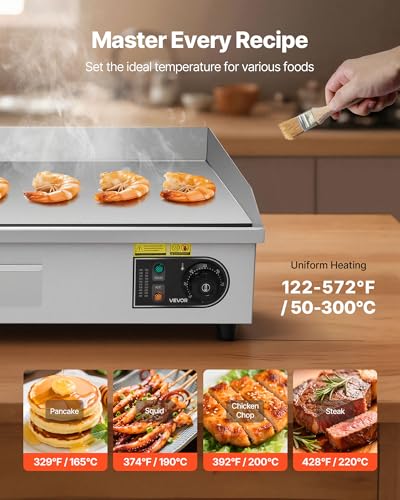 VEVOR Commercial Electric Griddle, 30" No Plug, Countertop Flat Top Griddle - size: 29"