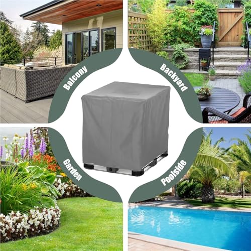IBC Tote Cover 250 Gallon, Heavy Duty Waterproof IBC Tote Lid, Rain Barrel Cover, Water Tank Cover, Water Tote Cover, IBC Cover(Gray,550 Gallon) - color: Gray, size: 550 Gallon