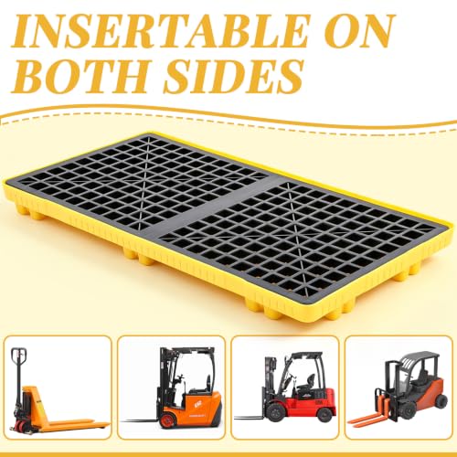 2 Drum Spill Containment Platform with Drain Anti Slip, 48 x 24 x 4'' - size: 48 x 24 x 4 Inches
