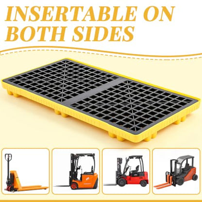 2 Drum Spill Containment Platform with Drain Anti Slip, 48 x 24 x 4'' - size: 48 x 24 x 4 Inches