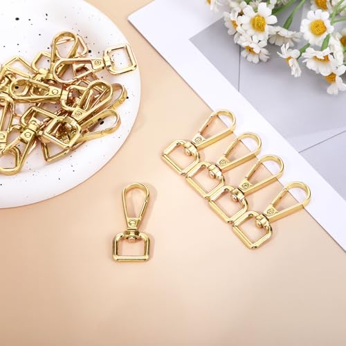 20 Pcs Metal D Ring Swivel Lobster Claw Clasp Snap Hooks Purse Hardware - color: Gold, size: 1/2 Inch