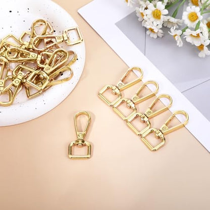 20 Pcs Metal D Ring Swivel Lobster Claw Clasp Snap Hooks Purse Hardware - color: Gold, size: 1/2 Inch