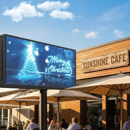 P5 Outdoor 65"x34" LED Sign Programmable Digital Board -High-Res Scrolling Display, USB and WiFi Control, Custom Images & Video for Business