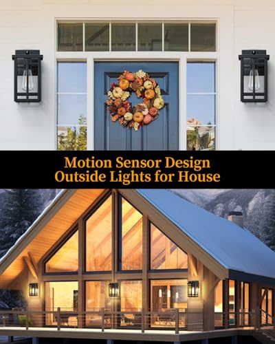 Motion Sensor Outdoor Wall Light Fixtures, 2 Packs, Black - color: Black, size: 9.76''-Motion Sensor-2pcs