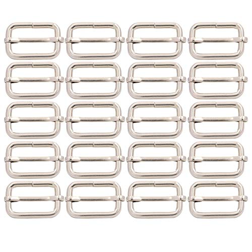 BIKICOCO Metal Slide Adjuster Buckle Tri-Glides with Movable Center Bar, for Straps, 1 x 0.6 Inch, Silver, Pack of 20 - color: Silver X 20 Pcs