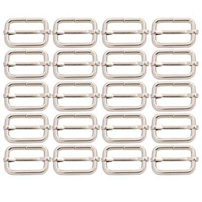 BIKICOCO Metal Slide Adjuster Buckle Tri-Glides with Movable Center Bar, for Straps, 1 x 0.6 Inch, Silver, Pack of 20 - color: Silver X 20 Pcs
