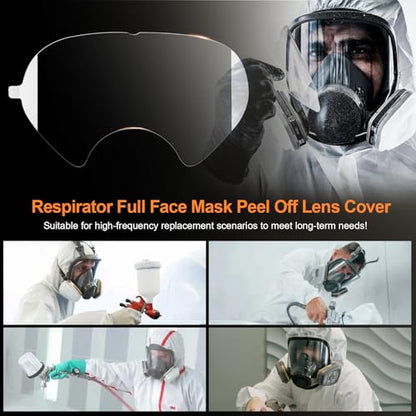 60 Pack Peel Off Lens Covers for 3M Full Face Respirators 6800 6900 6000
