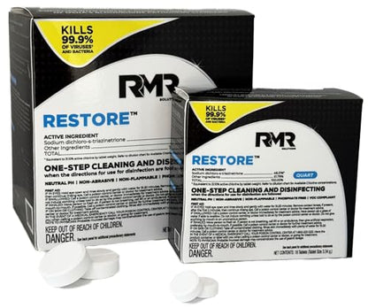 RMR Solutions RESTORE Disinfectant & Cleaner Concentrate, EPA Registered Mold Remover & Antibacterial Cleaning Solution for Kitchen, Bathroom, Floor, Home, Pet Areas, Counter, 3.34g, Makes 16 Quarts