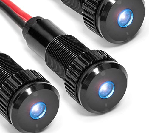 3 Pack of PLUG-N-PLAY Instrument Cluster LED Indicator Light Dash Bulbs. Aluminum Pilot Lights. Color Acrylic Lens. Flush Panel Mount 5/16" 8mm 12V for Speedometer Odometer (Black Bezel, Blue LED) - color: Black Bezel, Blue LED, size: 3 Pack
