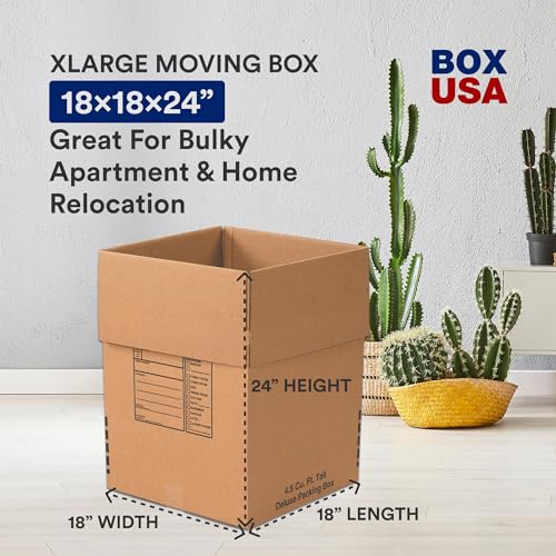 BOX USA Heavy Duty Moving Boxes 18"L x 18"W x 24"H (6-Pack) Large - Corrugated Cardboard Box for Shipping, Mailing, Packing, Packaging and Storage - size: Heavy Duty 6-Pk 18x18x24"