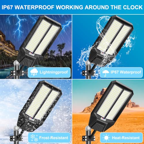 10000W Solar Street Light: Commercial Solar Lights Outdoor Waterproof 200pcs High Brightness LEDs Solar Parking Lot Lights Dusk to Dawn for Yard Garden with Motion Sensor(4 Pack) - size: XL--4 Pack