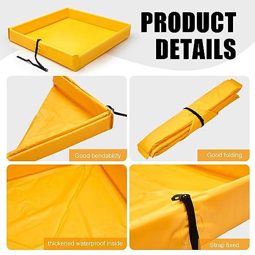 Wettarn 1 Pcs Folding Duck Pond 6’ x 6’ Portable Spill Containment, Yellow - color: Yellow, size: 6*6ft