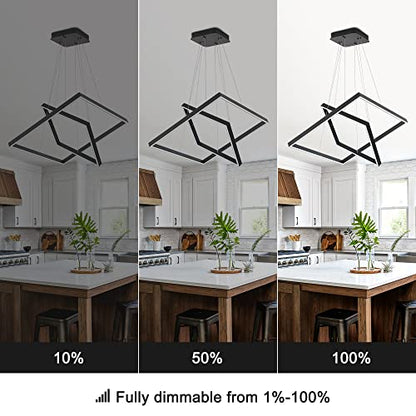 Modern Square LED Chandelier Lighting,Pendant Ceiling Light Fixture - size: 2-Light