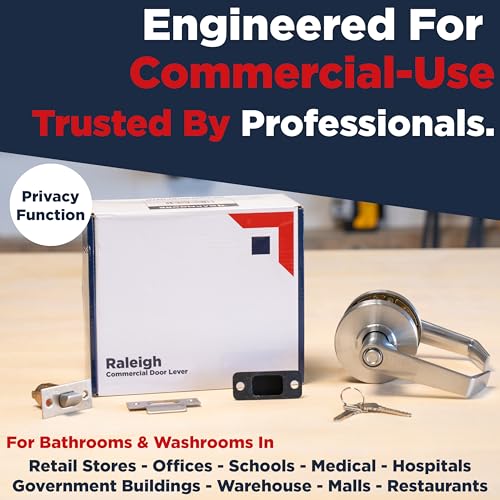 Heavy Duty Commercial Bathroom Door Handle with Lock | Privacy Commercial Door Locks | Grade 2 Restroom Lever | For Offices & Industrial Use | UL CUL & ADA – Nickel Chrome Finish – ANSI A156.2 - size: Privacy (Bathroom)