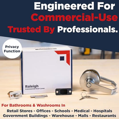 Heavy Duty Commercial Bathroom Door Handle with Lock | Privacy Commercial Door Locks | Grade 2 Restroom Lever | For Offices & Industrial Use | UL CUL & ADA – Nickel Chrome Finish – ANSI A156.2 - size: Privacy (Bathroom)