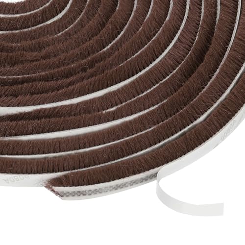 uxcell Self Adhesive Brush Seal Weather Stripping 5/16" x 1/4" x 16.4ft, Door Brush Strip for Sliding Sash Door Window Wardrobe Seal, Brown - color: Brown, size: 5/16" x 1/4" x 16.4ft