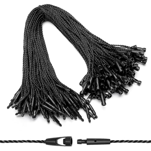 EUSOAR Hang Tag String, 7.7" 100Pcs Nylon Clothes Price Hanging Tag Rope Snap Lock Pin Loop Plastic Fasteners Tags Hook Ties Fast to Attach for Present Shoes Luggage Label-Black - color: Black