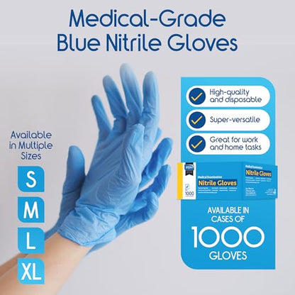 Inspire Nitrile Exam Gloves | The Original Quality Stretch Nitrile Light Blue | 4.5 Gloves Disposable Latex Free Medical EMT - size: XXL