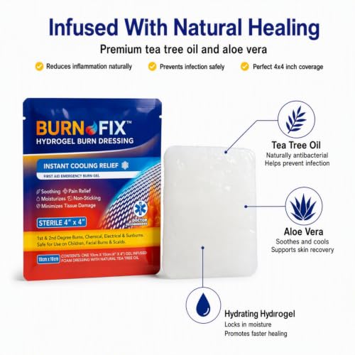 Burn-Fix- 25 Pack-Burn Gel Dressing 4 x 4" Burn Care Cream First Aid Treatment. Immediate Pain Relief Hydrogel Burn Dressing for 1st, 2nd Degree Burns, Razor & Sunburns for Home, Work, Fire, EMS - size: 1.4 Ounce (Pack Of 25)