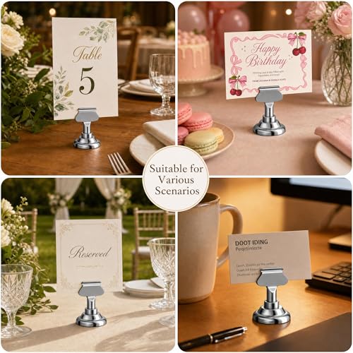 ERYTLLY 36 PK Place Card Holders 1.7 inches Table Card Holder Steel Card Holders for Weddings,Birthdays,Photos, Memo Notes, Restaurants (Silver 36PK) - color: Silver 36PK