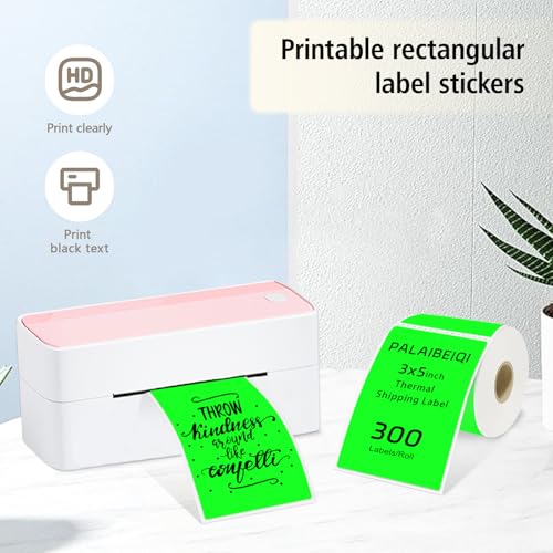 3x5 Inch Thermal Labels,Rectangle Sticker,300PCS Water Proof Shipping Labels with Strong Adhesive,Compatible with Zebra & Rollo,for Moving Boxes,Inventory,Fluorescent Green - color: Fluorescent Green