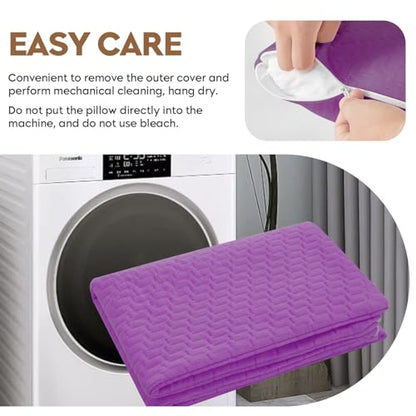 Small Shredded Memory Foam Pillow, Camping Pillow Travel Pillow - Compressible Medium Firm, Breathable Cover, Ideal Backpacking Hiking, Airplane and Car (Purple, M) - color: Purple, size: M-17.7 X 13.8 Inch