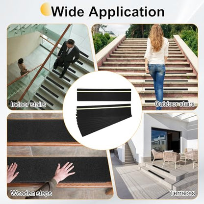 HARFINGTON 10Pcs Outdoor Stair Treads 6"x24" Non-Slip Step Strips Grip Tape - color: Green-Black, size: 6" x 24",0.47"