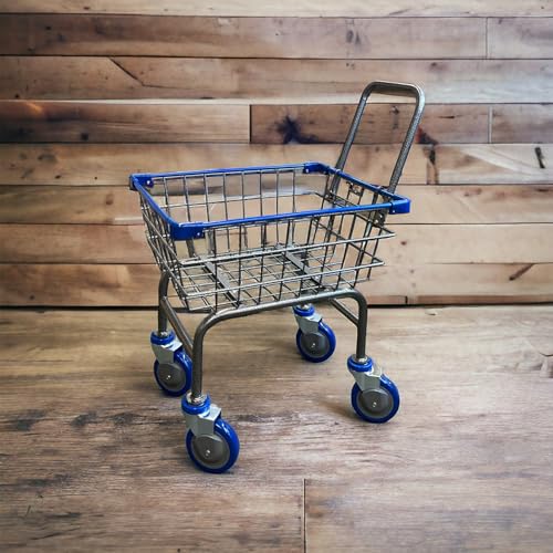U Handle Grocery & Laundry CART 1.5 Bushel (Gunpowder Metal) Red, Blue Trim (Blue) - color: Blue