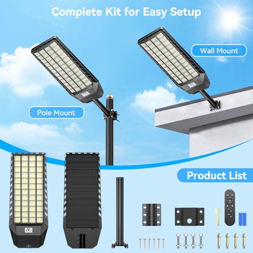 Deepn Upgraded 15000W Solar Street Lights Outdoor Motion Sensor, TW048