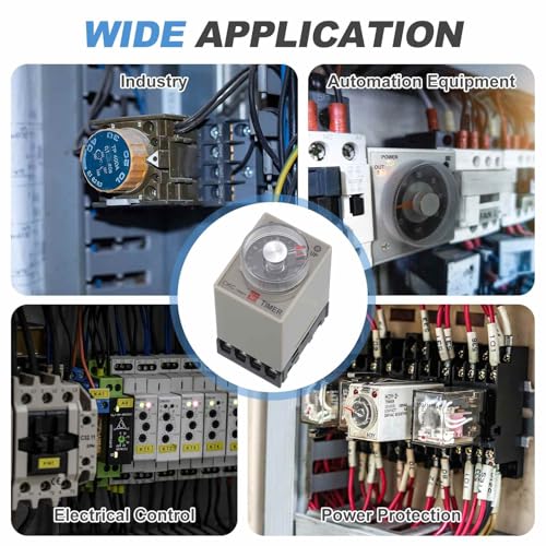 MECCANIXITY AC220V Timer Relay, Time Relay Timing Delay on Time 8 Pin 1M-30M Knob Control with Socket, AH3-3