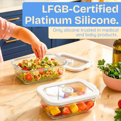 Ziruma Non-Toxic Glass Food Containers with Lids, 4-Pack, Multi-Size, Gray - color: Gray, size: Multi Size
