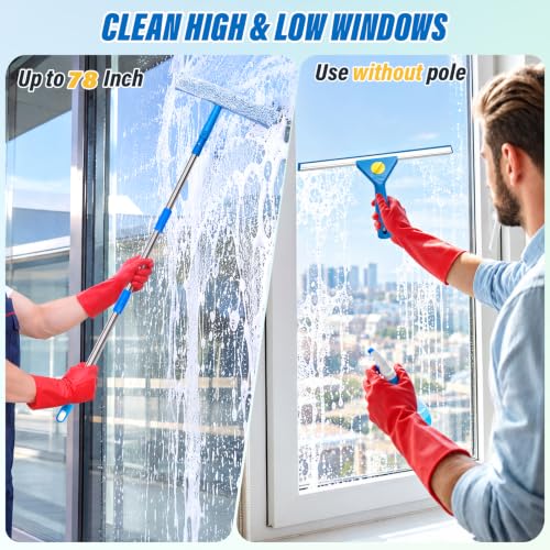 Window Cleaning Kit with Collapsible Bucket 4.2 Gallon for Home Outdoor