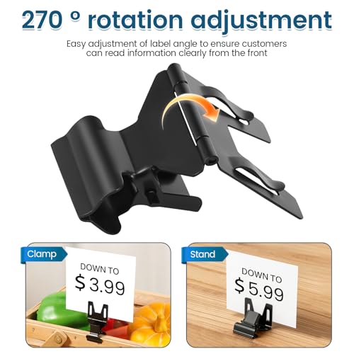 50 Pcs Metal Pop Clip Sign Stand Holder, 270° Rotatable Price Tag Clips