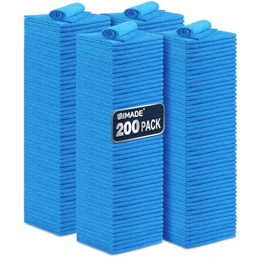 UNIMADE Shop Towel Rag, 200 Pack Reusable Rags Bulk - color: Blue, size: 200pk