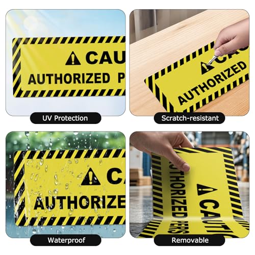 5 Pack Caution Authorized Personnel Only Floor Stickers 24 × 6 Inch