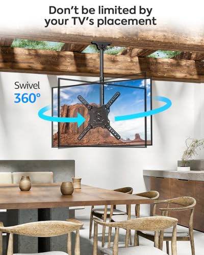 MOUNTUP Ceiling TV Mount for Most 24''- 65'' TVs, Hanging TV Ceiling Mount for 32 42 43 50 55 60 65 inch Screen, Full Motion Height Adjustable Bracket, Holes up to 99lbs, Max VESA 400x400mm, MU0039 - size: Height 30.2'', Indoor