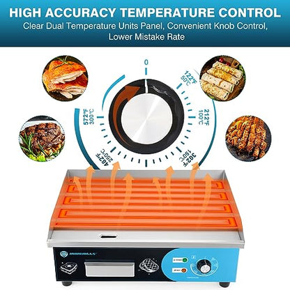 IRONWALLS Commercial Griddle Electric 22”, 3000W Electric Flat Top Grill, Stainless Steel Countertop Electric Griddle Nonstick with 122~572℉Adjustable Temperature Control for Restaurant Kitchen - color: Blue Panel, size: 22 Inch(Flat Top)