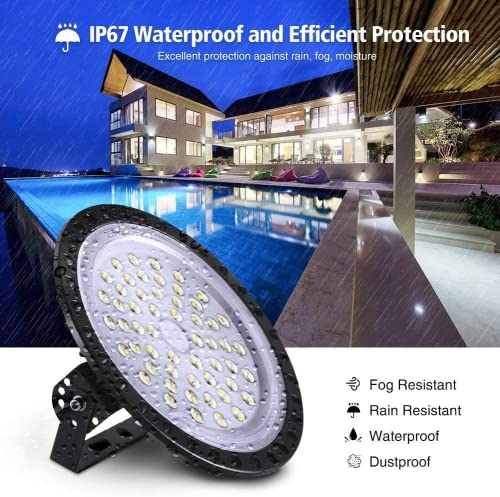 8 Packs 200W UFO LED High Bay Light, 20000LM Commercial Bay Lighting Daylight 6500K, IP65 Waterproof LED Commercial Bay Light, LED Warehouse Light Shop Light Garage Light - color: 8 Packs, size: 200watt