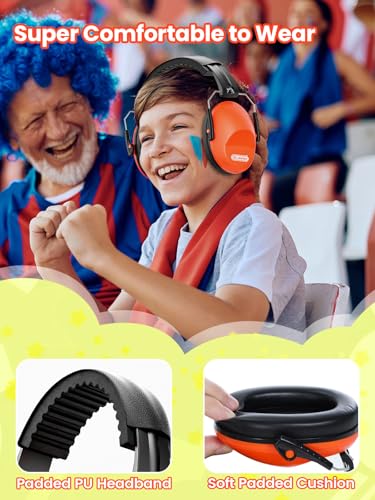 Dr.meter Kids Ear Protection Ear Muffs for Noise Reduction Monster Jam - color: Orange