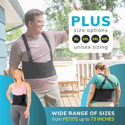 BraceAbility Work Back Brace - Removable Suspender Shoulder Straps for Heavy Lifting Safety - Industrial Lower Back Pain Protection Belt for Men and Women in Construction, Moving, Warehouse Jobs (M) - size: Medium