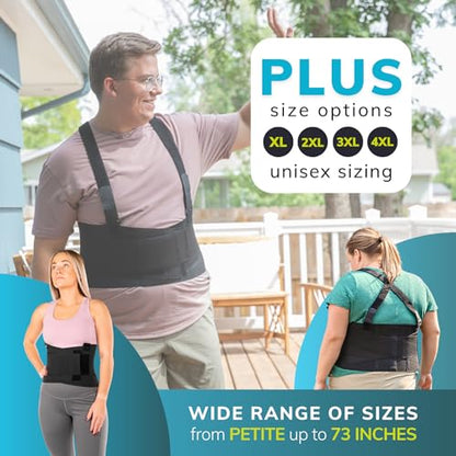 BraceAbility Work Back Brace - Removable Suspender Shoulder Straps for Heavy Lifting Safety - Industrial Lower Back Pain Protection Belt for Men and Women in Construction, Mover, Warehouse Jobs (2XL) - size: 2X-Large