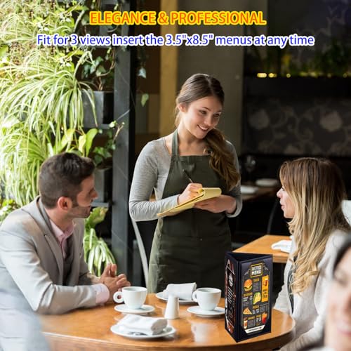 Table Tent Triangle 3 View Menu Covers, Leather Menu Holder with Angled Corners for Restaurant, Cafes, Bars (1 Pack / 9'' × 4'' inch) - size: 3.5x8.5 inch/1 pack