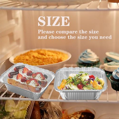 iHomeSet 200 Pack 1 lb Aluminum Foil Pan 16 oz with Clear Plastic Lids - size: 1 lb (Pack of 200), style: Tin Pans with Plastic Lids