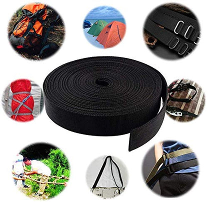 1.5 Inch Wide 10 Yards Black Nylon Webbing Strap，Polypropylene Straps for Bags, Hammocks, Outdoor Climbing and DIY Making Luggage Strap, Pet Collar, Backpack Repairing - color: Black-1.5 inch